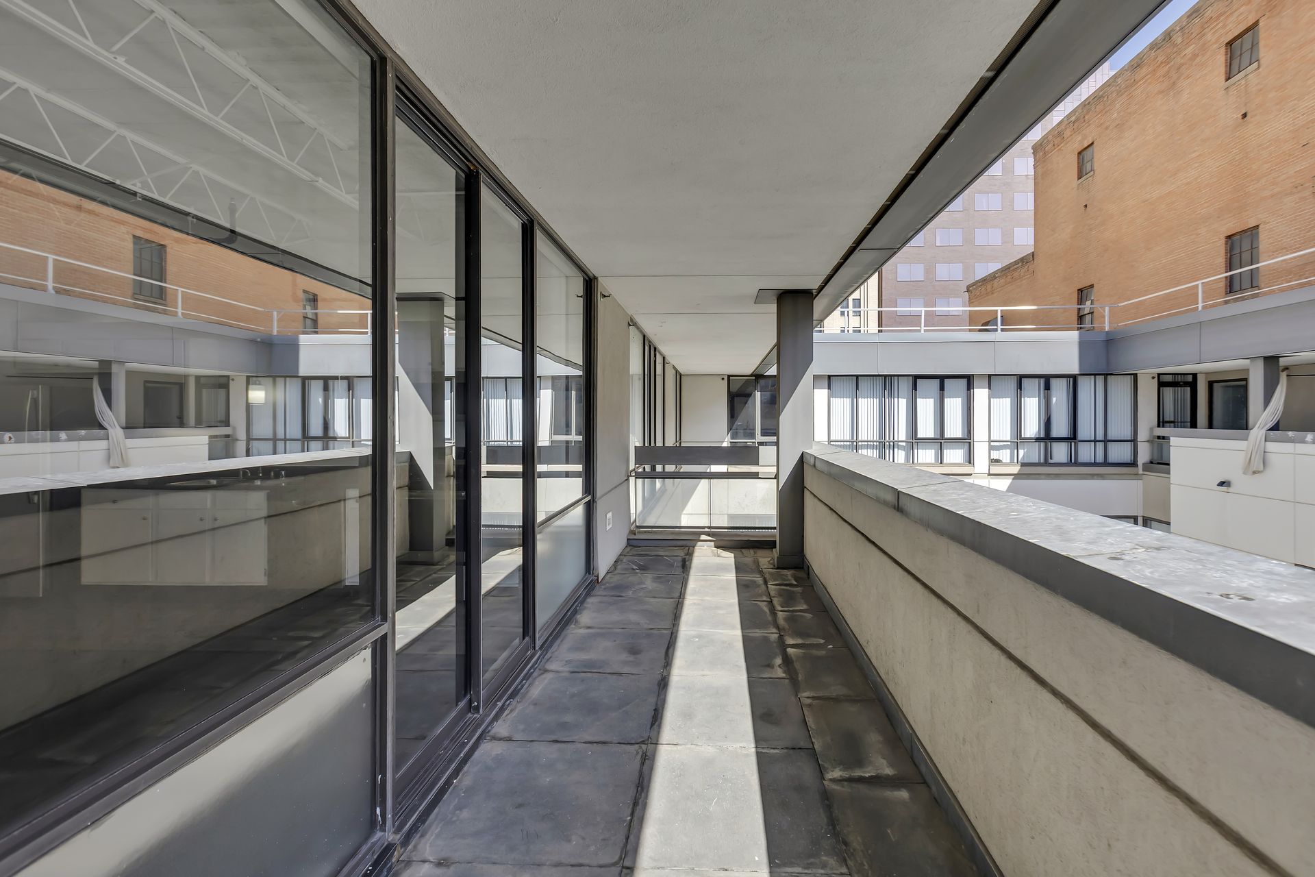 Private balcony of a Large Loft at 1900 Elm Lofts
